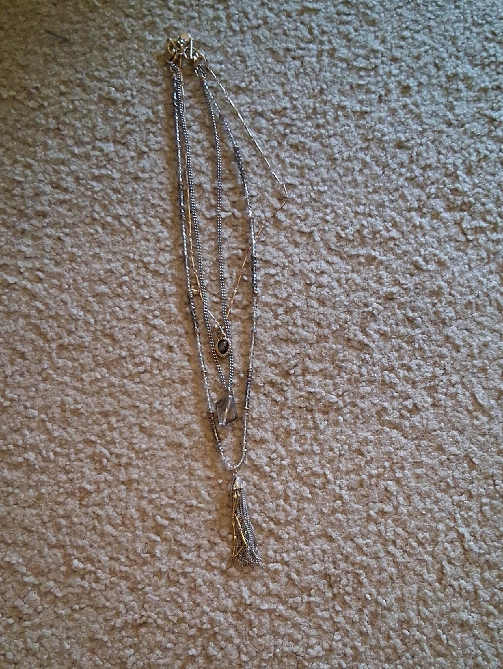 3 Strand Silver Tone Necklace - Vintage